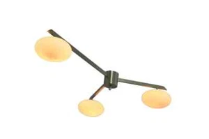 3 Light Stilnovo Glass Globe Mid Century Brass Sputnik Flush Mount chandelier - Picture 1 of 7