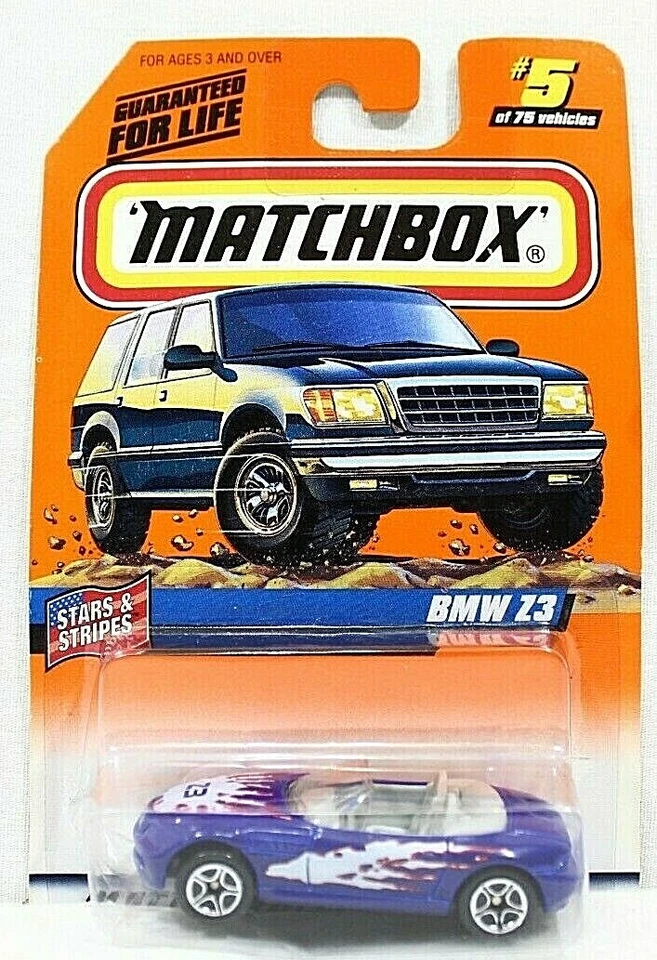 1997 005 BMW Z3 Convertible Blue Matchbox Rare Vintage On Card