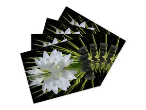 Placemats / Glass Cutting Boards Set of 4 Size 40x30cm /each White Flower Stone - Picture 1 of 4