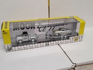 M2 Machines MOONEYES 1956 F-100 Truck And 1949 Mercury Custom with trailer NEW - Picture 1 of 11