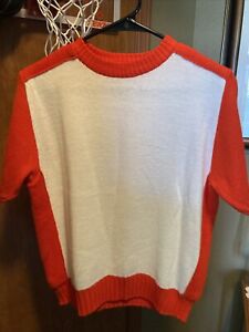 Vintage Cheerleading Dehen Knitting Co. Size 36 Sweater Orange/white