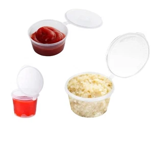 Pentole per salse contenitore plastica trasparente con coperchio incernierato - 1 oz 2 oz 4 oz da asporto riutilizzabili - Foto 1 di 23