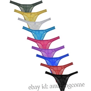 Men 4-Pack See-through Mesh G-Strings Underwear Thongs Bikini Underpants Tangas - Picture 1 of 10