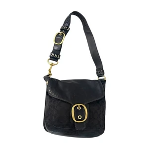 Coach Bleecker Legacy Signature Slim Flap Buckle Schultertasche Schwarz Y2K Vintage - Bild 1 von 15