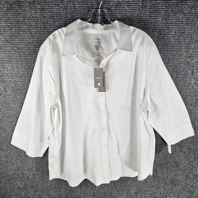Chico's Womens No Iron Button Up Shirt Size 4 White 3/4 Sleeve NWT - Image 1 of 4