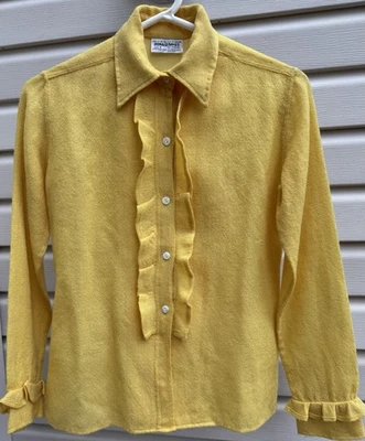 Camisa De Colección Donald Davies de Dublín Pequeña Mujer Talla 8 Amarilla República Irlanda Foto 1 de 4