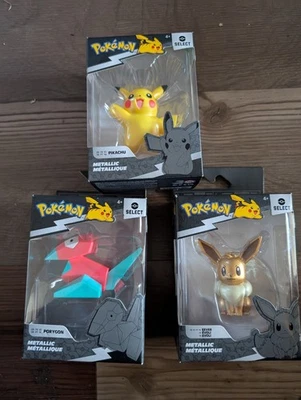 Pokemon Pikachu, Porygon & Eevee Metallic Series 3" Figura de Batalla Juguetes Nuevo en Caja 2025 Foto 1 de 4