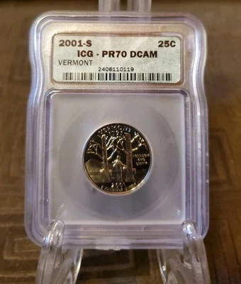 2001-S Proof Vermont Quarter ICG PR70 DCAM - Image 1 of 2