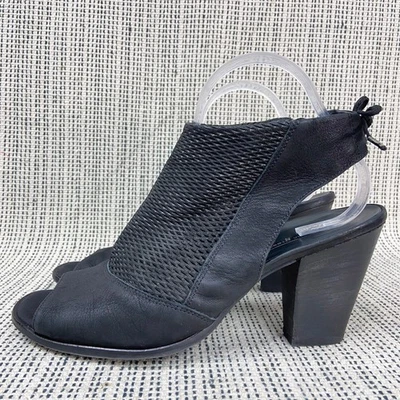 Paul Green Lexie Peep Toe Booties Size 9.5 Black Nubuck Leather Zip Ankle Boho - Image 1 of 4