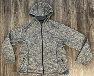 Vintage Women’s UPS United Parcel Service Grey Full Zip Fleece Hooded Jacket 2XL - Picture 1 of 10