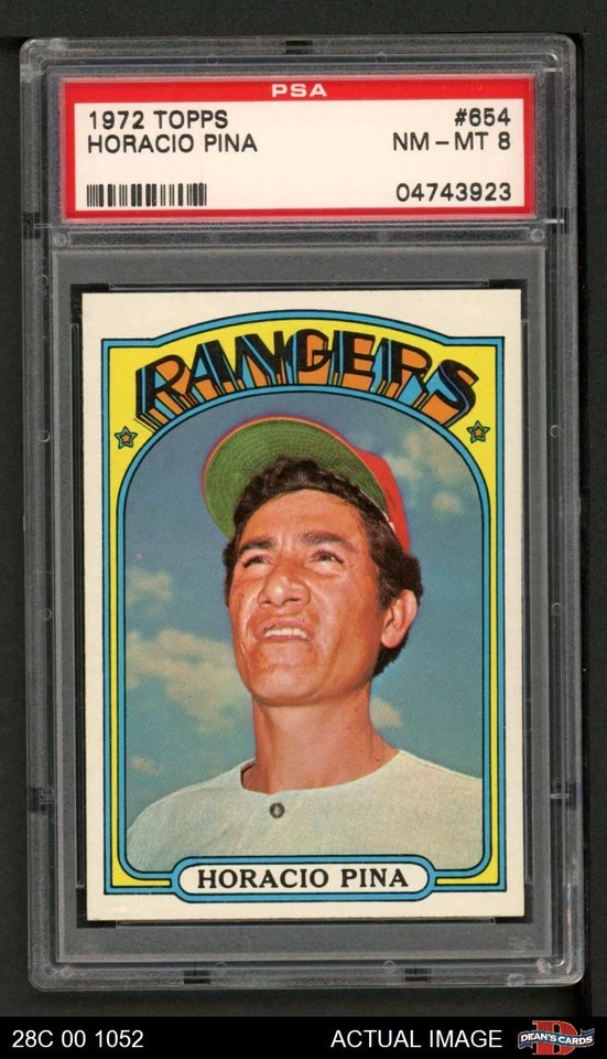 1972 Topps #654 Horacio Pina Rangers PSA 8 - NM/MT - Image 1 of 1