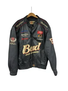 Nascar Dale Earnhardt Jr Leather Jacket Bud King Of Beers XL Jeff Hamilton READ - Picture 1 of 18