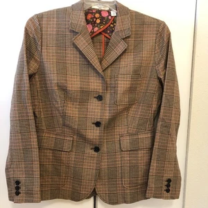 Liz Claiborne Brown/tan/orange Plaid Blazer Size: 14 - Picture 1 of 9