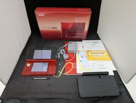 B3389 Nintendo 3DS console Flare Red Japan w/Box pen adapter manual x