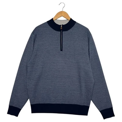 New Peter Millar Sweater Mens XL Blue Half Zip Italian Merino Wool Pullover Knit - Image 1 of 4