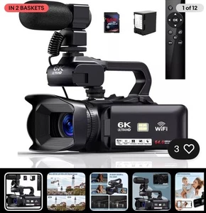Camcorder Video Camera 6K 64MP 18X Digital Zoom IR Night Vision 4.0 Inch Touch S - Picture 1 of 1