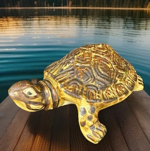 "Estatuilla de tortuga McCoy pincel vintage verde marrón 4,75"" cerámica L@@K EE. UU." - Imagen 1 de 6
