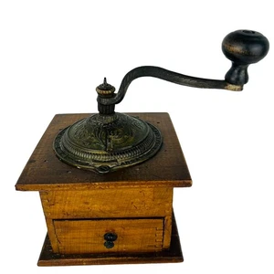 Molinillo de café antiguo vintage Imperial Arcade Mfg Co. hierro fundido madera - Imagen 1 de 11