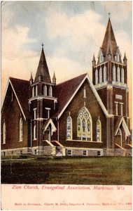 Zion Church Evangelical Association Markesan Wisconsin 1908 Postcard - Picture 1 of 2