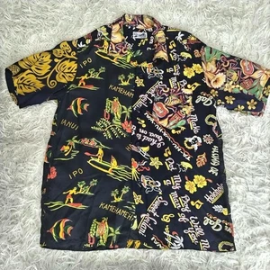 Sun Surf Beams Hawaii Aloha Shirt Navy Short Sleeve Open Collar Used - Picture 1 of 8