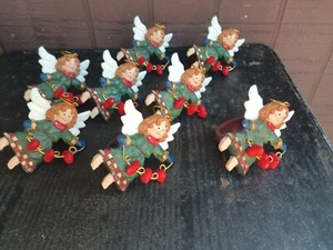 8er Set Weihnachtsengel Serviettenring Halter Harz rot grün Halos Herzen - Bild 1 von 10