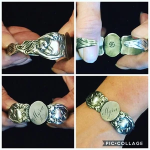 TOLL SCHÖNES JUGENDSTIL STERLING MANSCHETTENARMBAND MIT "MYRA" MONOGRAMM! - Bild 1 von 5