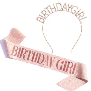 Birthday Girl Sash & Rhinestone Headband Set - Birthday Sash Birthday Gifts f... - Picture 1 of 6