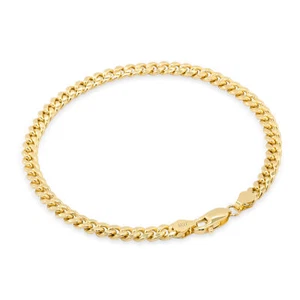10K Yellow Gold 4.5mm Miami Cuban Link Chain Italian Bracelet Mens Womens 7" - Picture 1 of 12
