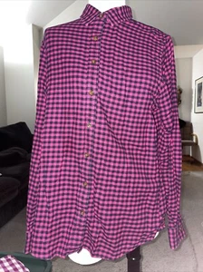 Lands End Red And Black Long Sleeve Button Up Flannel Shirt Size 12 - Picture 1 of 11