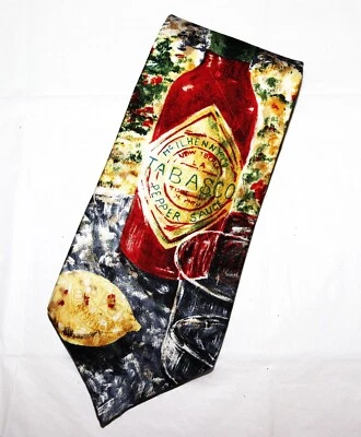 Corbata de cuello de seda con estampado abstracto de salsa Tabasco Tabasco para hombre Foto 1 de 4