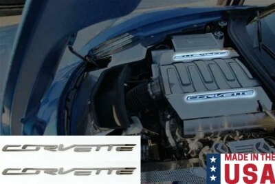 Insertos de letras de riel de combustible de acero inoxidable pulido para Chevy C7 Corvette 2014-2019 Foto 1 de 4