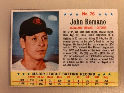 1963 Post Baseball #76 John Romano, Cleveland Indians - Image 1 of 2