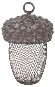 Bird Feeder Acorn Grey Hanging Metal Nuts Basket Garden Wildlife Mesh 22cm - Picture 1 of 2