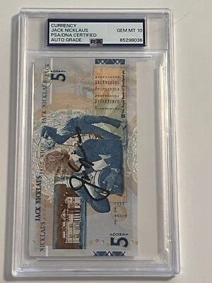 JACK NICKLAUS SIGNED ROYAL BANK OF SCOTLAND BRITISH OPEN 5 POUND NOTE PSA AUTO10 - Image 1 of 4