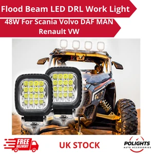 Barras de luz de trabajo LED de haz de inundación de 48 W DRL - Paquete de 2 para todoterreno, tractor, barco, SUV - Imagen 1 de 5