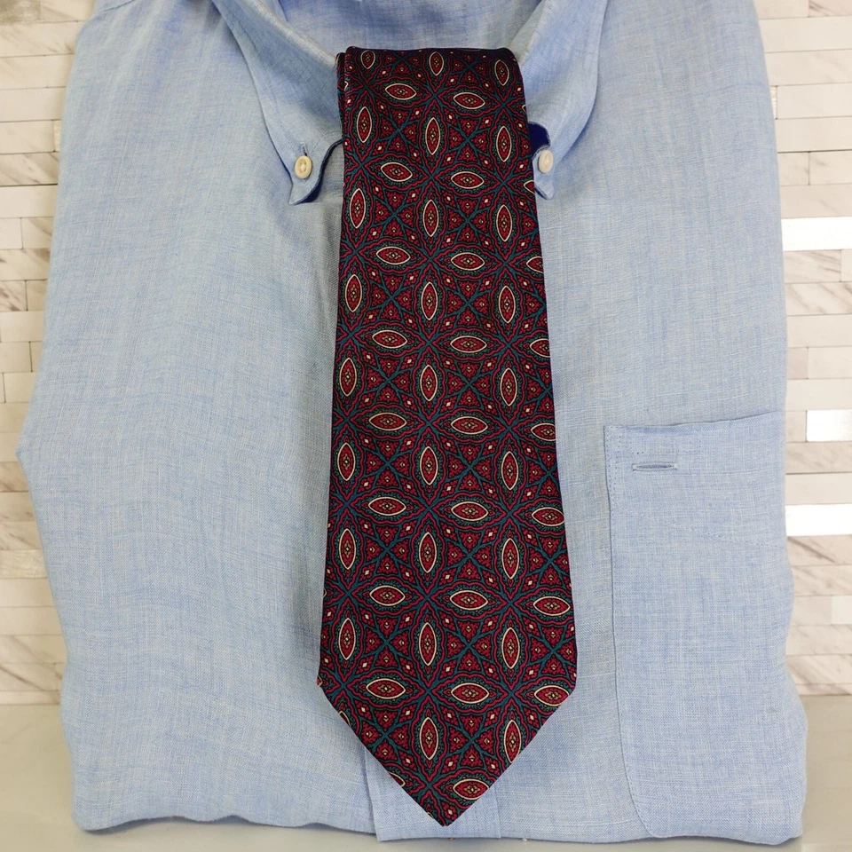 SAVILE ROW Cuello Corbata Hombres Púrpura Paisley Ikat Traje Vestido Preppy Geo Arte Estrecho Foto 1 de 4