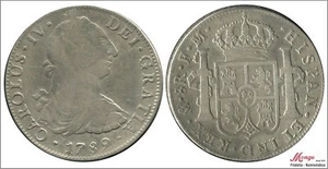 Spain 8 Reales 1789 Mexico FM - Bust Carlos III / 26.75 Gr. Silver MBC C - Picture 1 of 1