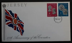 1978 Jersey Coronation of QEII Anniv FDC w Card ties 2 stamps cd Jersey - Bild 1 von 3