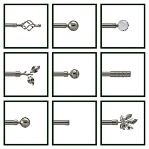 Curtain Pole Finial Ends Set Of 2 End Finials For 19mm Brushed Chrome Rods - Picture 1 of 7