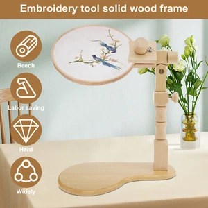 Embroidery Hoop Stand Beech Wood Cross Stitch Stand Adjustable Embroidery teBIP - Picture 1 of 11