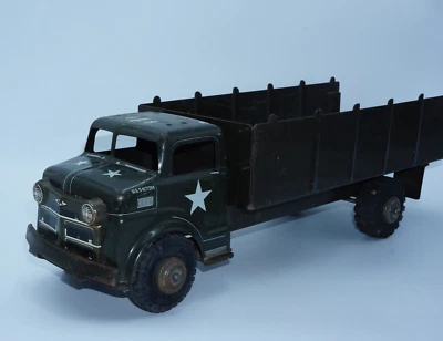 VTG 1950's Marx Lumar Army Military Tandem Truck U.S. 5417314 Pressed Steel USA - Image 1 of 4