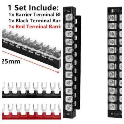1-10x Dual Row 12 Position Screws Terminal Electric Barrier Strip Block 600V 15A - Image 1 of 3