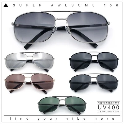 Gafas de sol clásicas rectángulo estrecho oficial policía con borde de metal para hombre de la Fuerza Aérea Foto 1 de 3