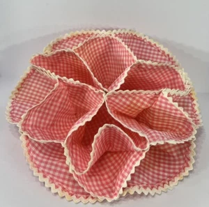 De Colección Hecho a Mano Rosa Blanco Rollo a Cuadros Pan Galleta Soporte Forro Cottagecore - Imagen 1 de 4