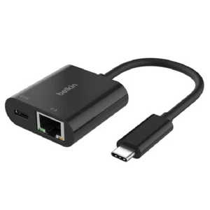 Belkin USB-C to Ethernet + Charge Adapter - Black(INC019BTBK), USB-C Power Deliv - Picture 1 of 1