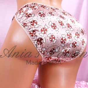 Bragas de satén de Navidad Sissy corte duquesa menta navideña damas cuerda bikini - Imagen 1 de 5