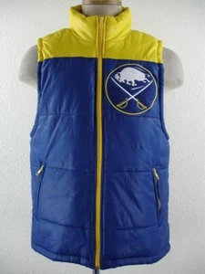 Men's S Mitchell & Ness Vintage NHL Hockey Buffalo Sabres Blue Bubble Vest Zip - Picture 1 of 20