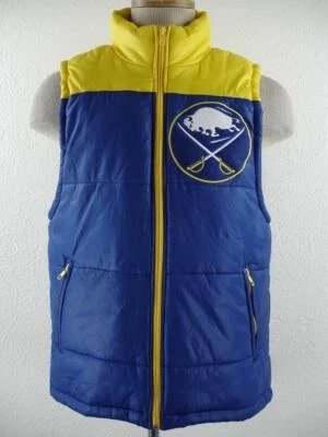 Para hombres S Mitchell & Ness Vintage NHL Hockey Buffalo Sabres Azul Burbuja Chaleco Cremallera Foto 1 de 4
