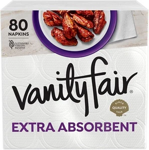 Vanity Fair Extra Absorbent Premium Paper Napkins, 80 Count, Soft and Strong - Picture 1 of 8