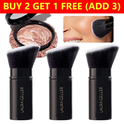 LAURA GELLER NEW YORK 2-1PCS Laura Geller Retractable Kabuki Brush Angled Black Kabuki Makeup Brush UK
